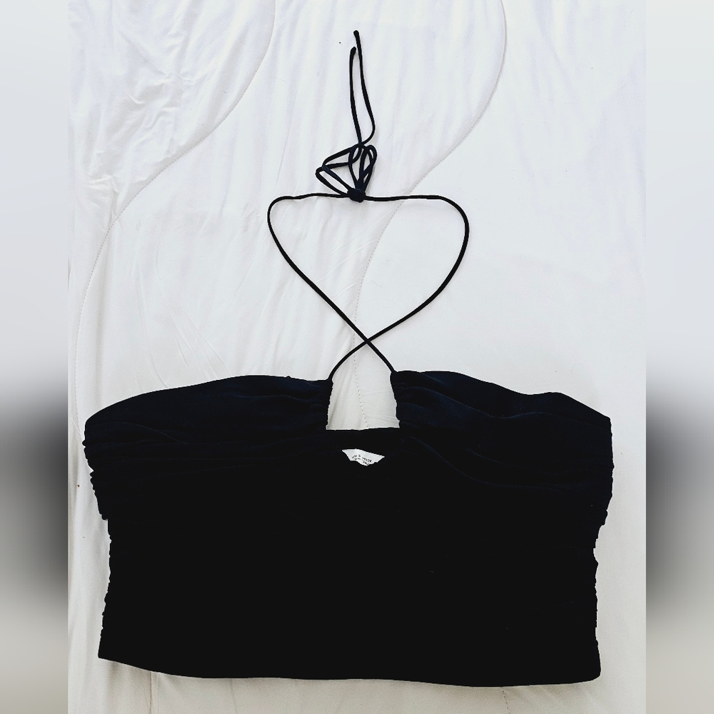 ZARA ruched black crop Sz S
